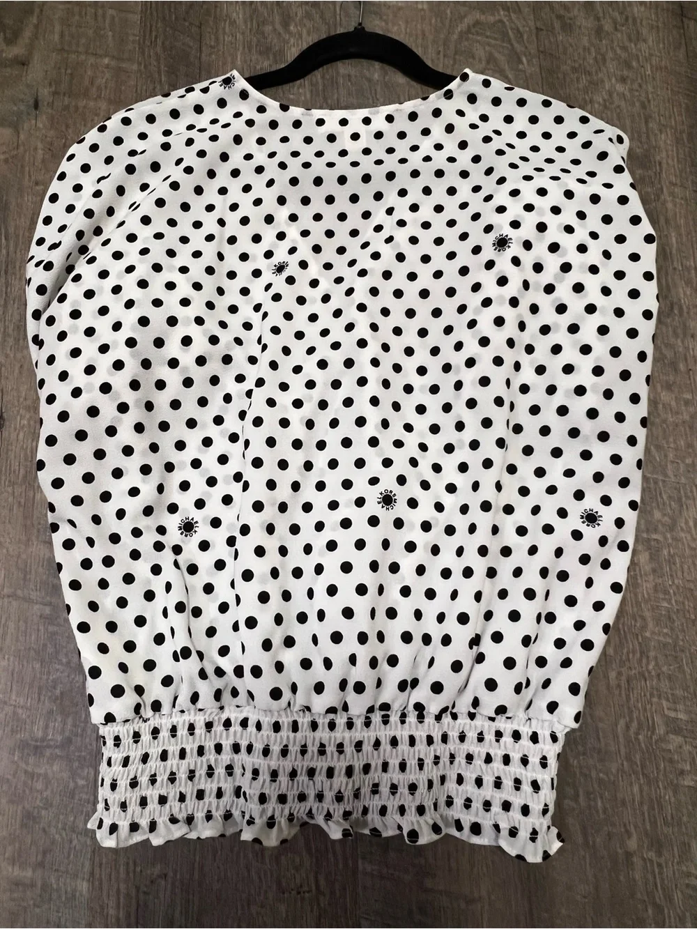 Michael Kors Black Polka Dot V-Neck Blouse on White